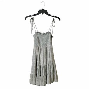 Abercrombie&Fitch Mini Dress Womens Sz S Green Polka Dot Smocked Spaghetti Strap